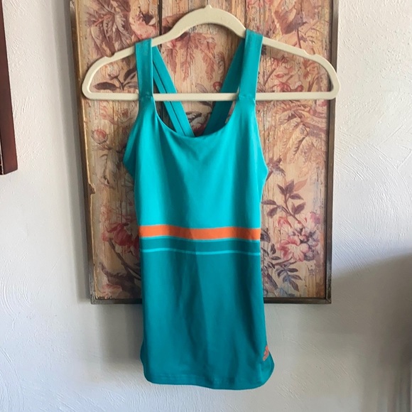 ADIDAS CLIMALITE STRETCH RETRO TEAL YOGA WORKOUT TANK TOP XS - Picture 4 of 15